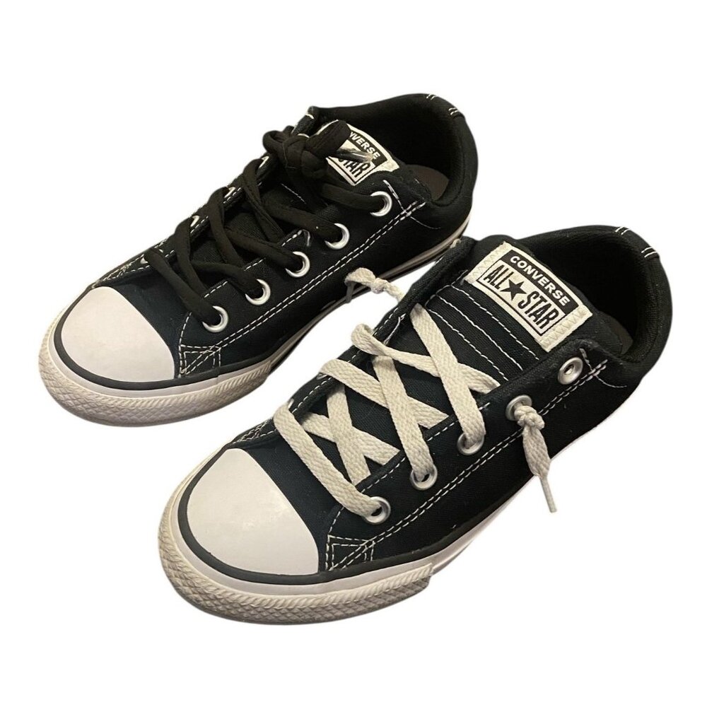 Converse All Star Kids Knit Slip Sneakers Black/White‎ Youth Size 2.5